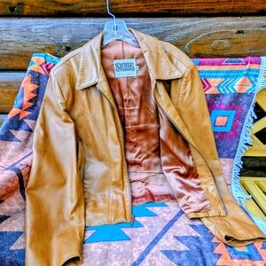 Leather Fashions Women's Fitted Golden, Camel, Buttery Leather Zip-up Jacket